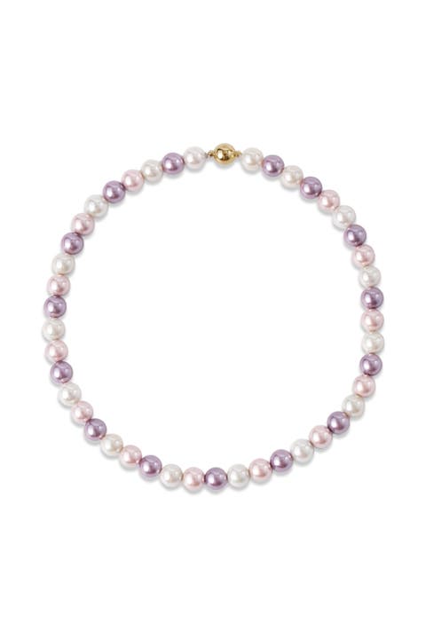 Lydia Purple Shell Pearl Strand Choker Necklace