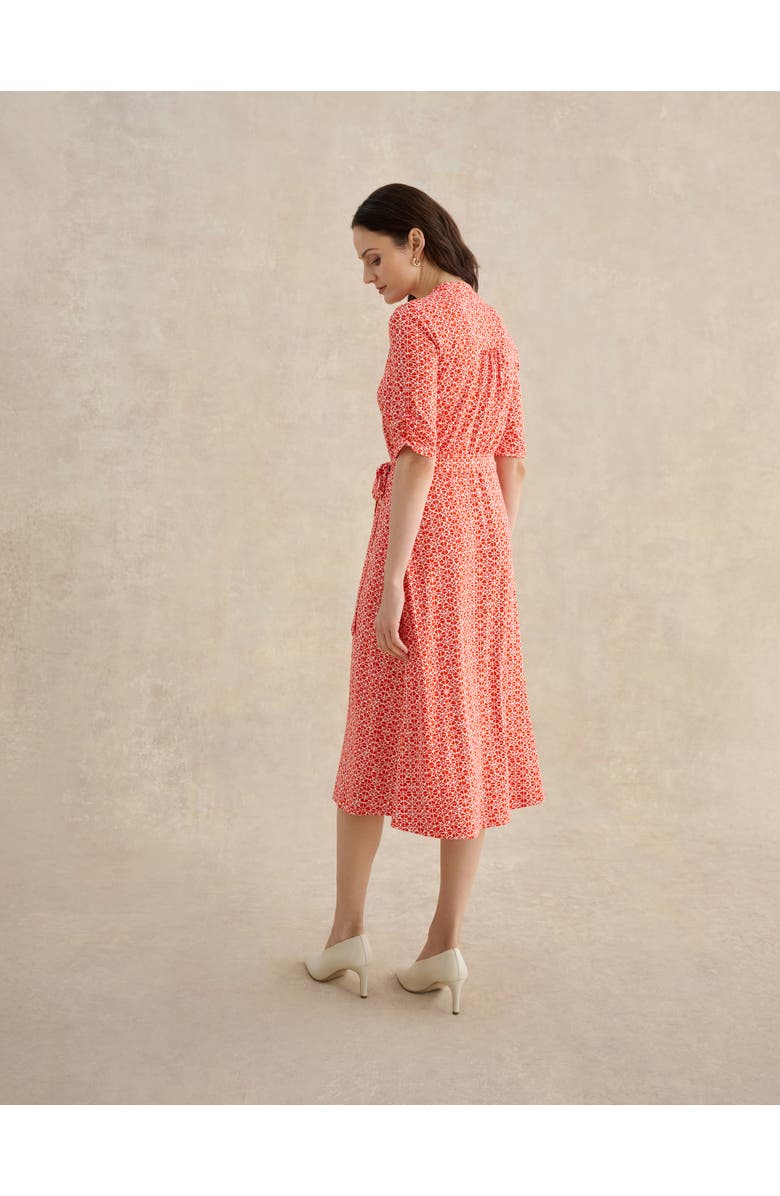 HOBBS LONDON Cathy 3/4 Sleeve Jersey Midi Dress, Alternate, color, Red Ivory