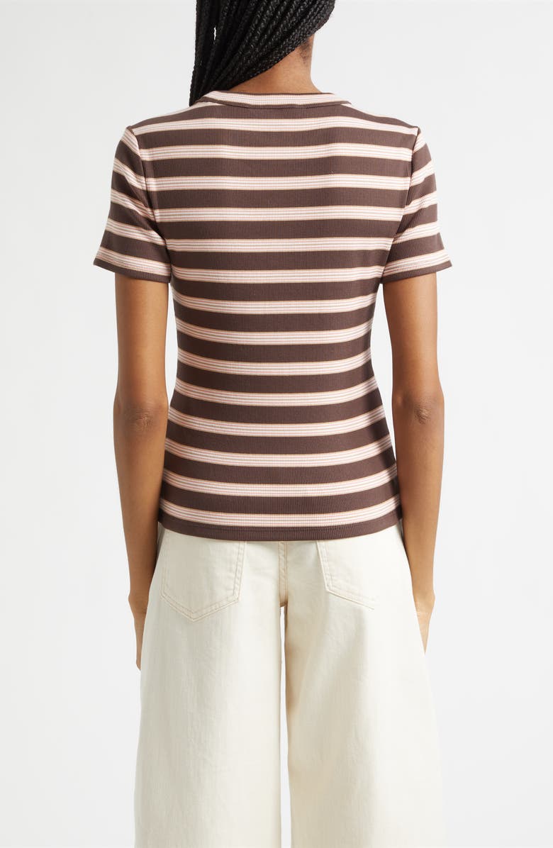 Veronica Beard Pruitt Stripe Rib T-Shirt, Alternate, color, Brown Stripe