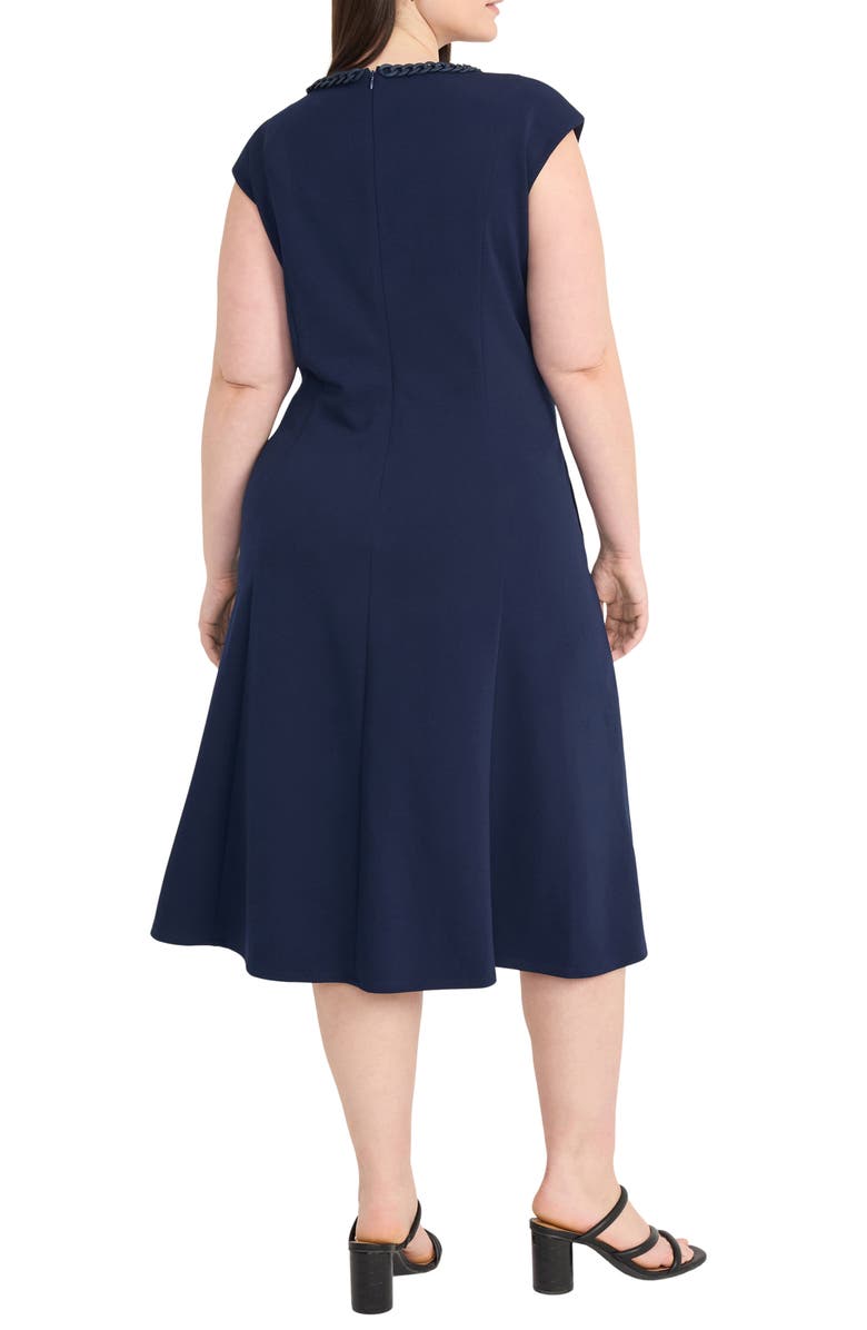 Maggy London Curb Chain Cap Sleeve Fit & Flare Midi Dress, Alternate, color, 