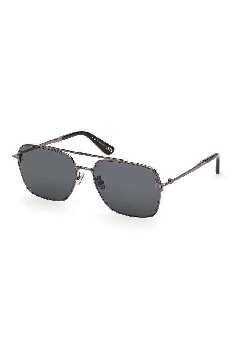 60mm Navigator Sunglasses, Alternate, color, SHINY GUNMETAL / SMOKE LENS