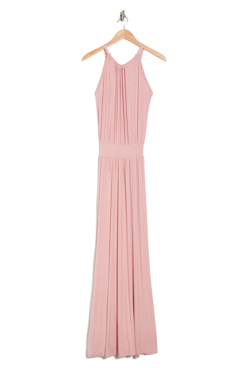 Halter Neck Blouson Maxi Dress, Alternate, color, MAUVE