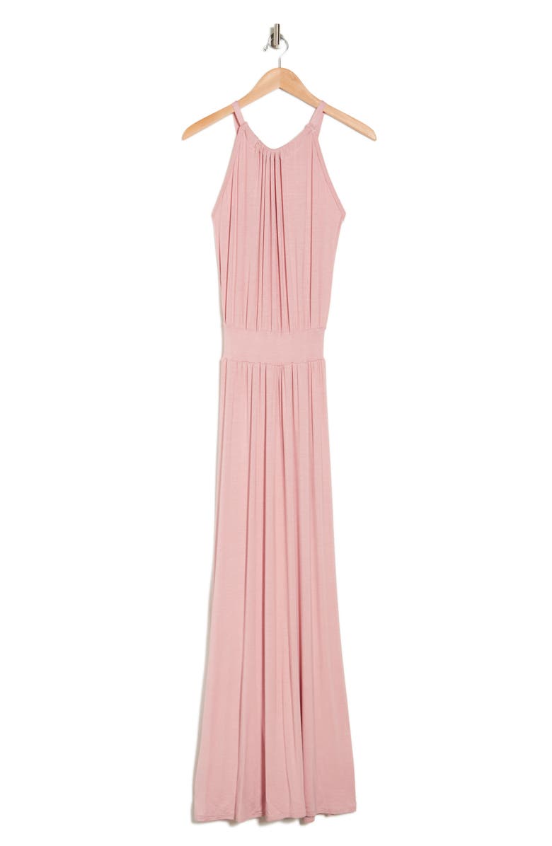 GO COUTURE Halter Neck Blouson Maxi Dress, Alternate, color, Mauve