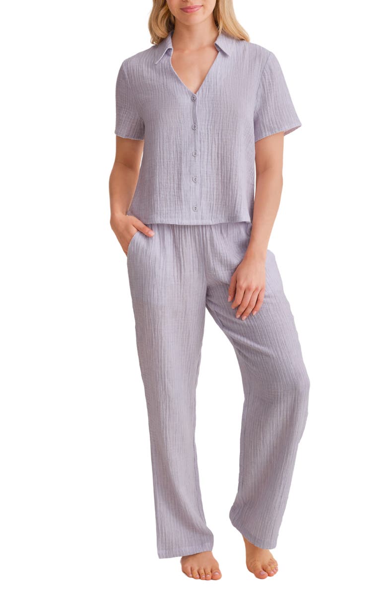 Fleur't Coastal Cotton Gauze Pajamas, Alternate, color, Coastal Stripe