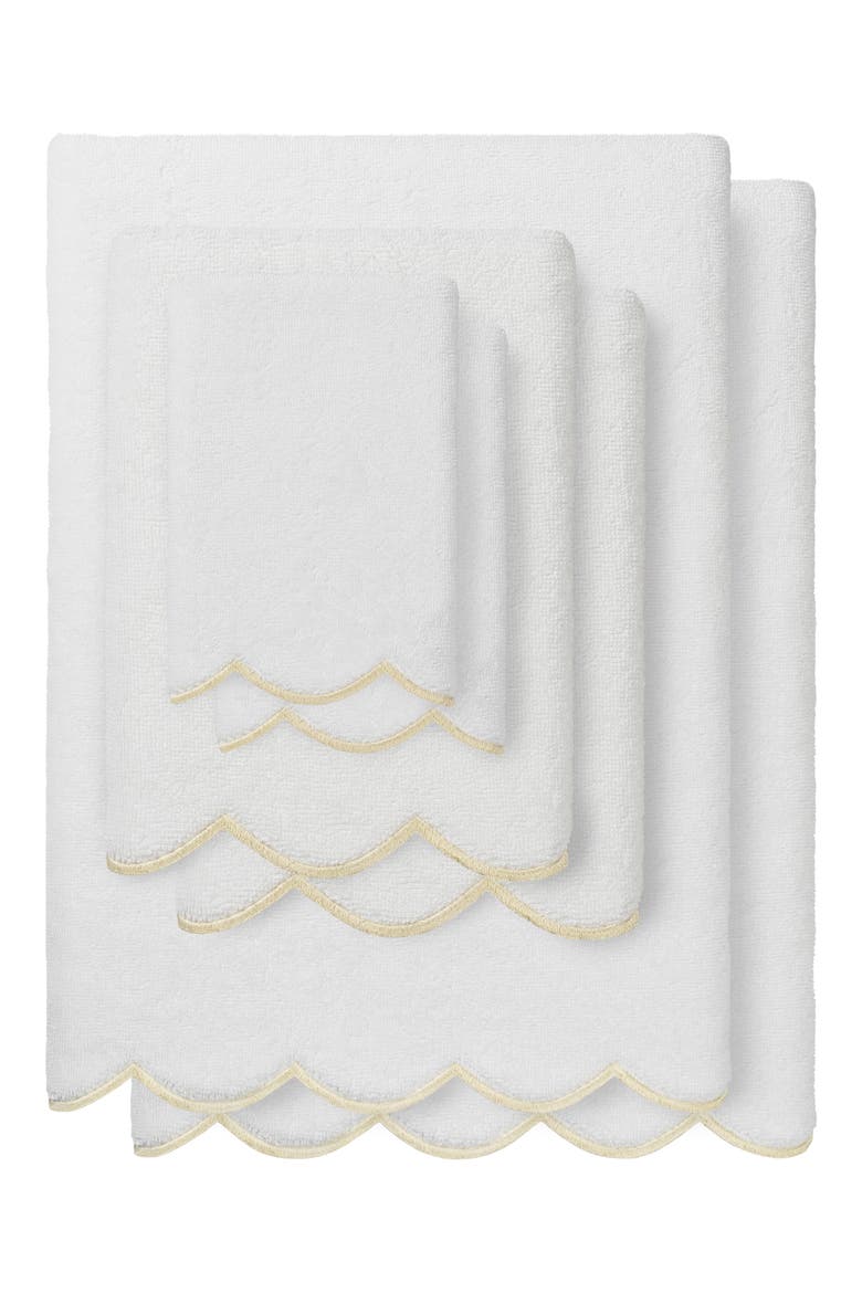 Adornia Scallop 6-Piece Towel Set, Main, color, WHITE/ BEIGE