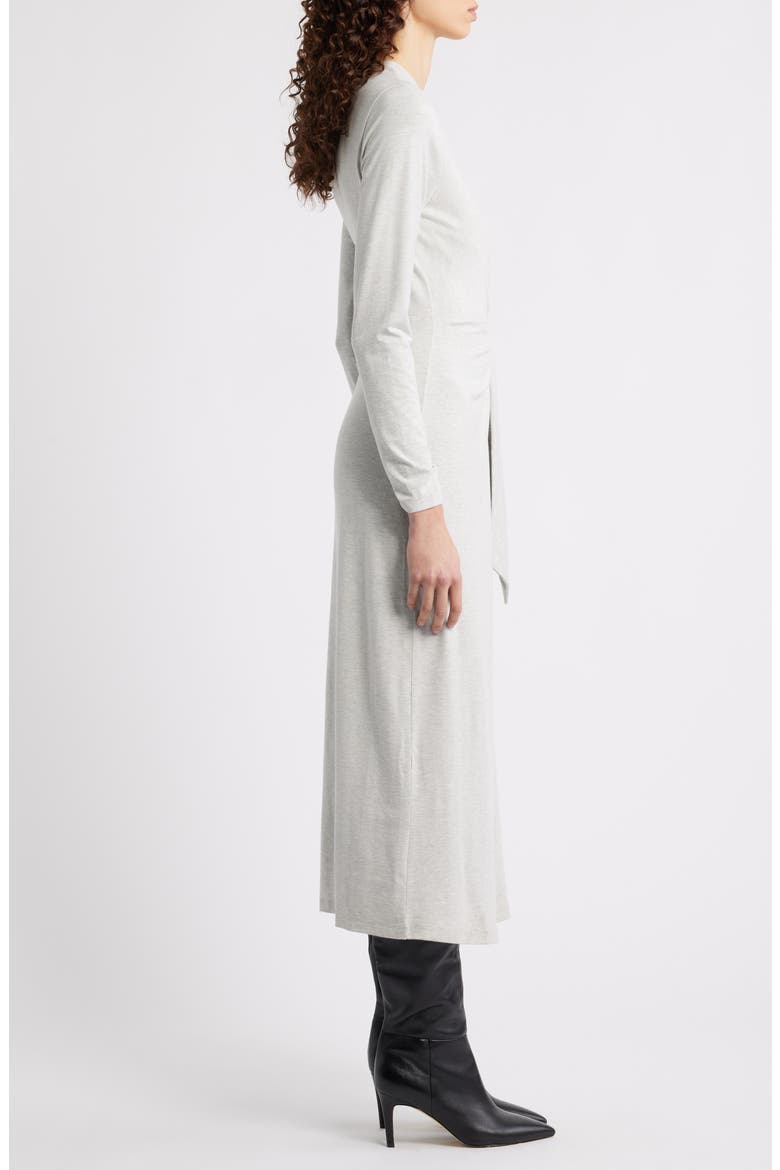 Erlot Side Tie Long Sleeve Midi Dress, Alternate, color, LIGHT/ PASTEL GREY