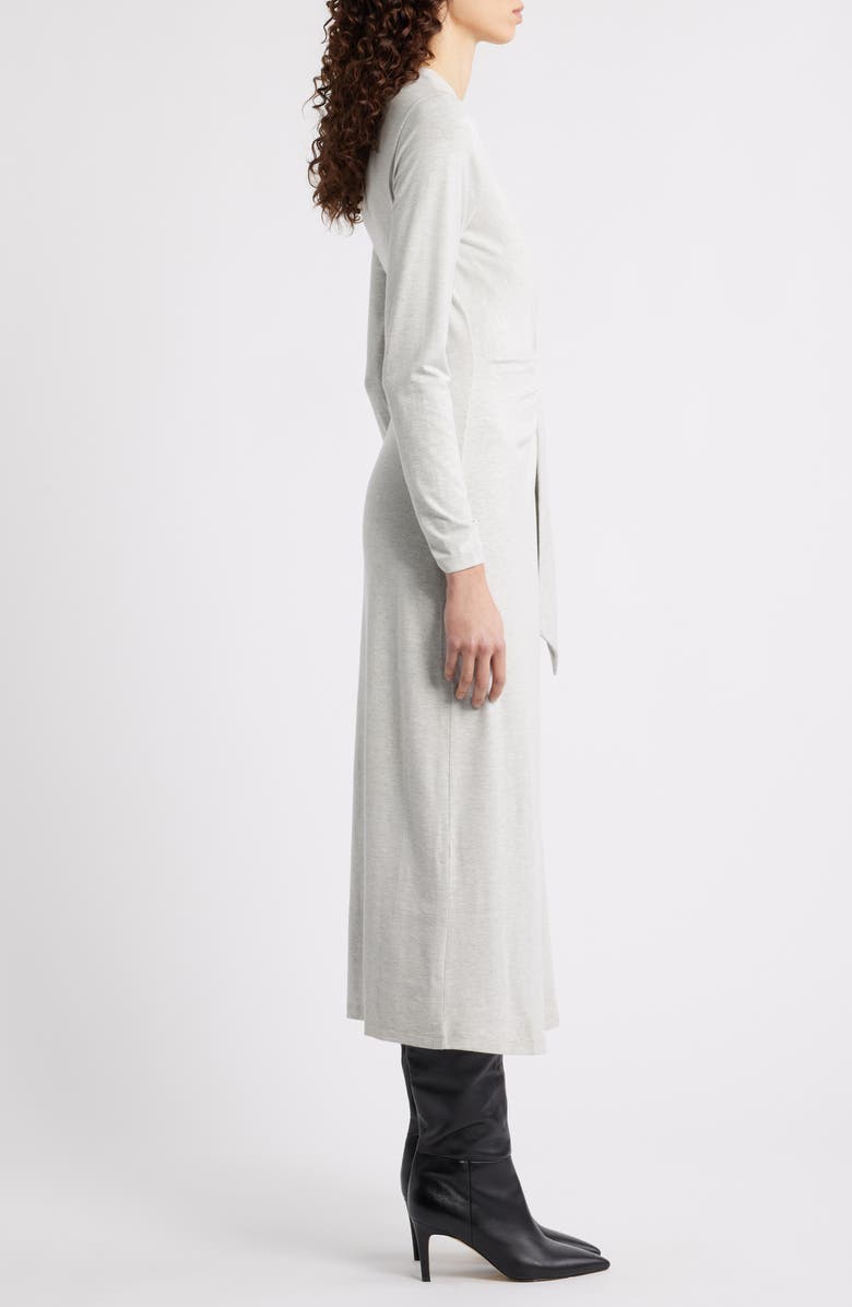 BOSS Orange Erlot Side Tie Long Sleeve Midi Dress, Alternate, color, Light/ Pastel Grey