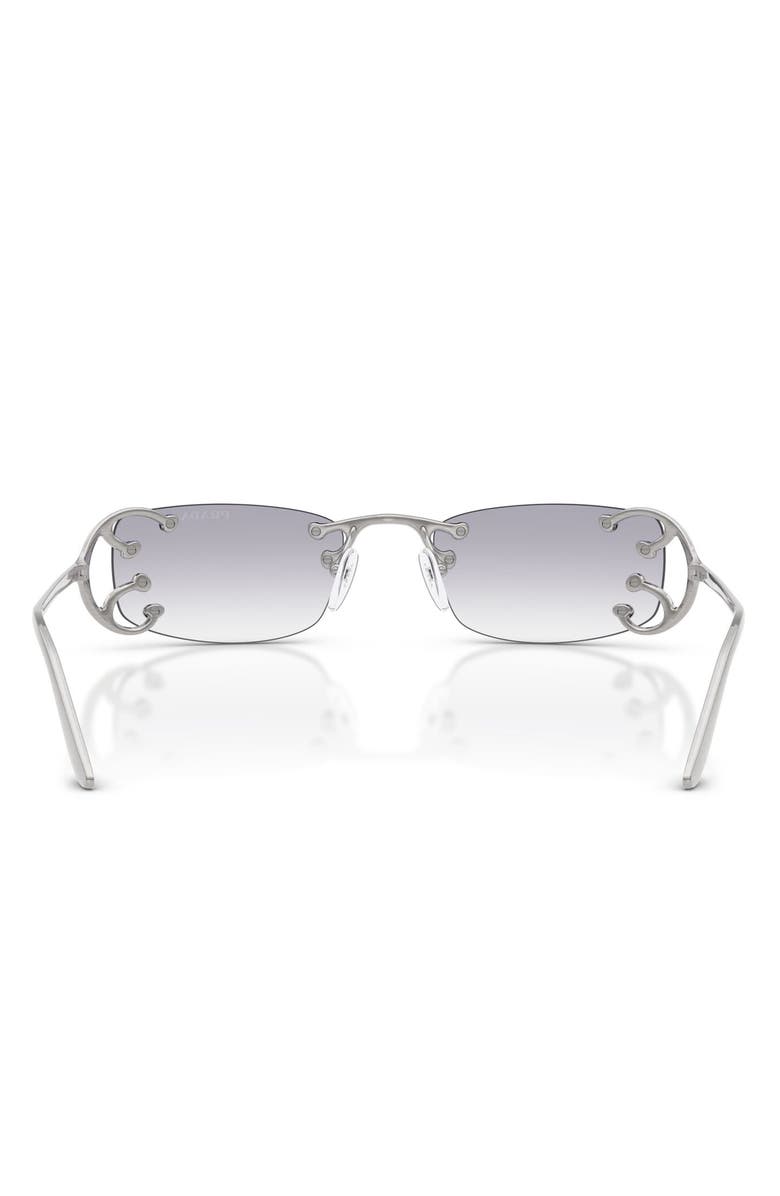 Prada 52mm Gradient Rectangular Sunglasses, Alternate, color, Argento Nouveau / Clear Grey