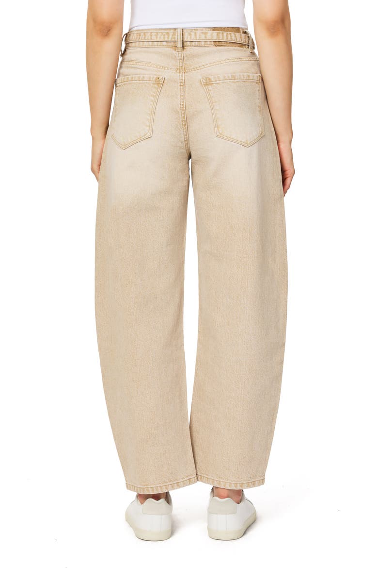 Jessica High Waist Belted Jeans, Alternate, color, LATTE