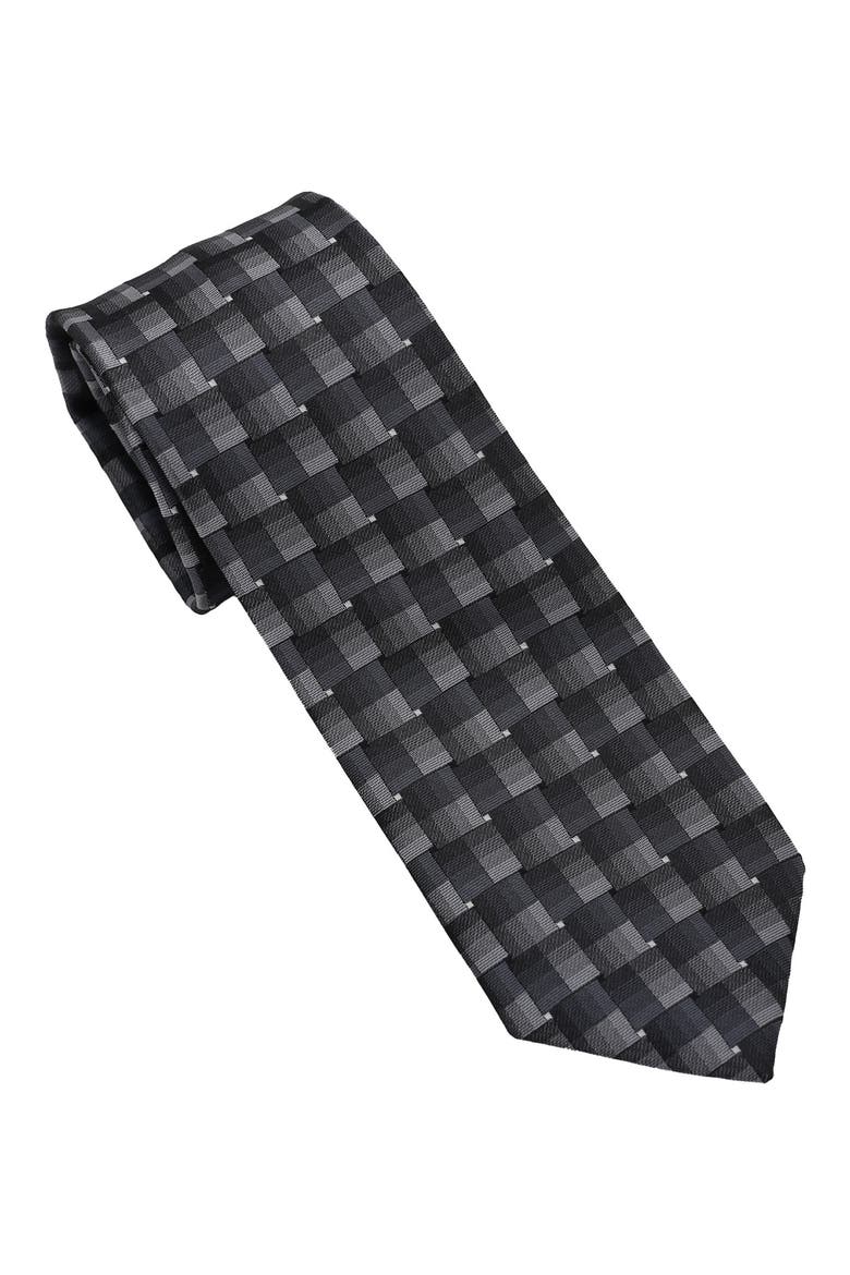 Ombré Check Tie, Main, color, BLACK/WHITE