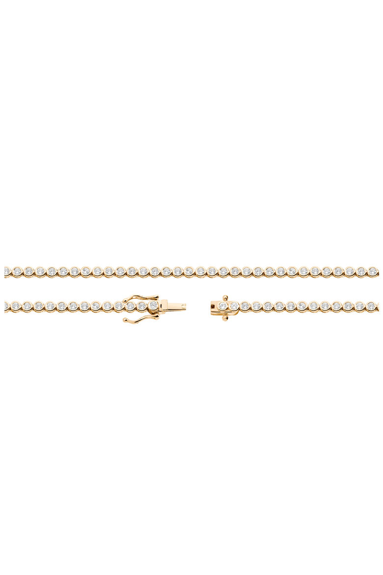 Lab Grown White Sapphire Bezel Tennis Necklace, Alternate, color, Yellow Vermeil