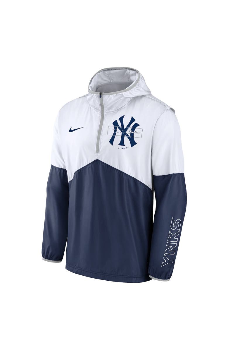 Nike Men's Nike White/Navy New York Yankees Overview Half-Zip Hoodie Jacket, Alternate, color,
