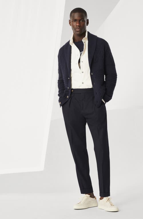 Brunello Cucinelli Cotton Twill Trousers In Navy Blue