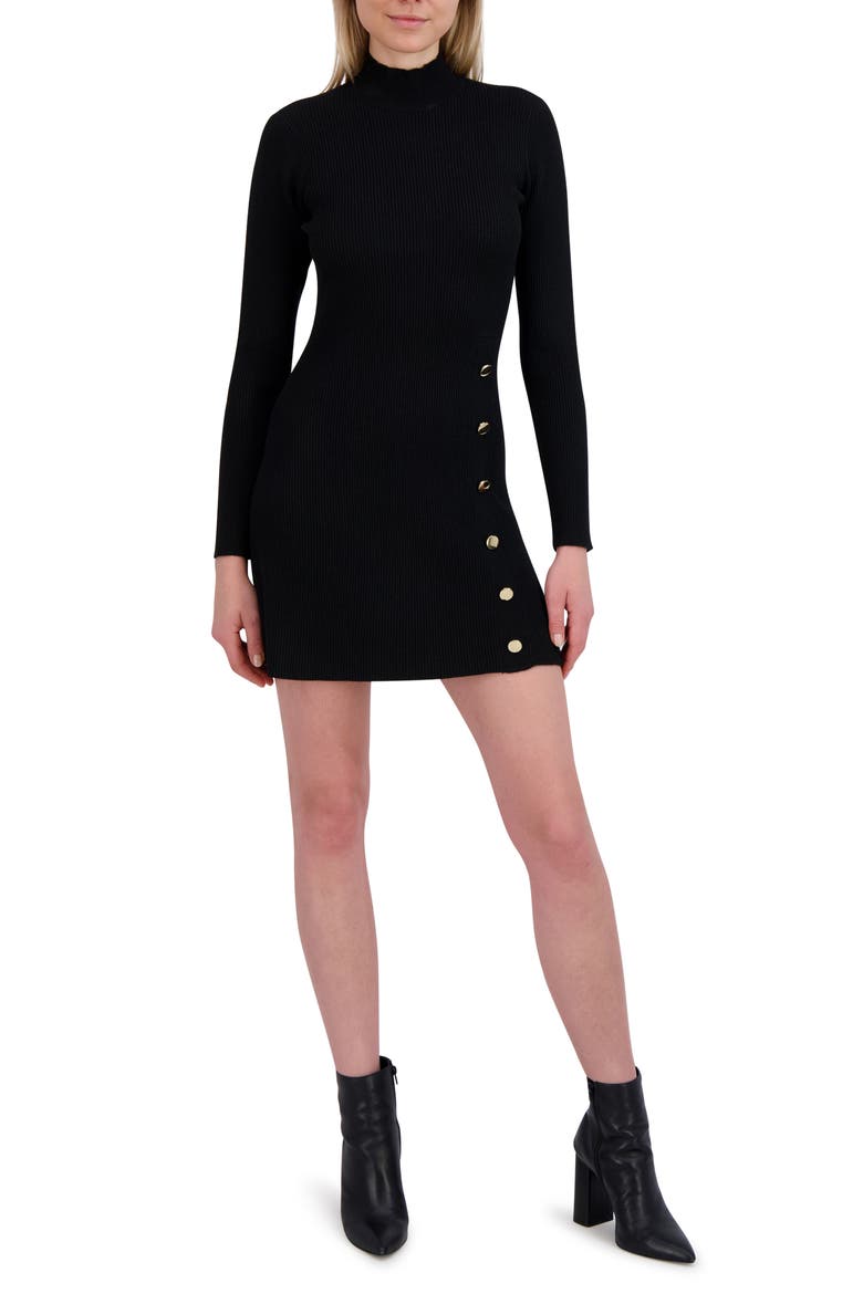 Layla Long Sleeve Sweater Dress, Main, color, BLACK ONYX
