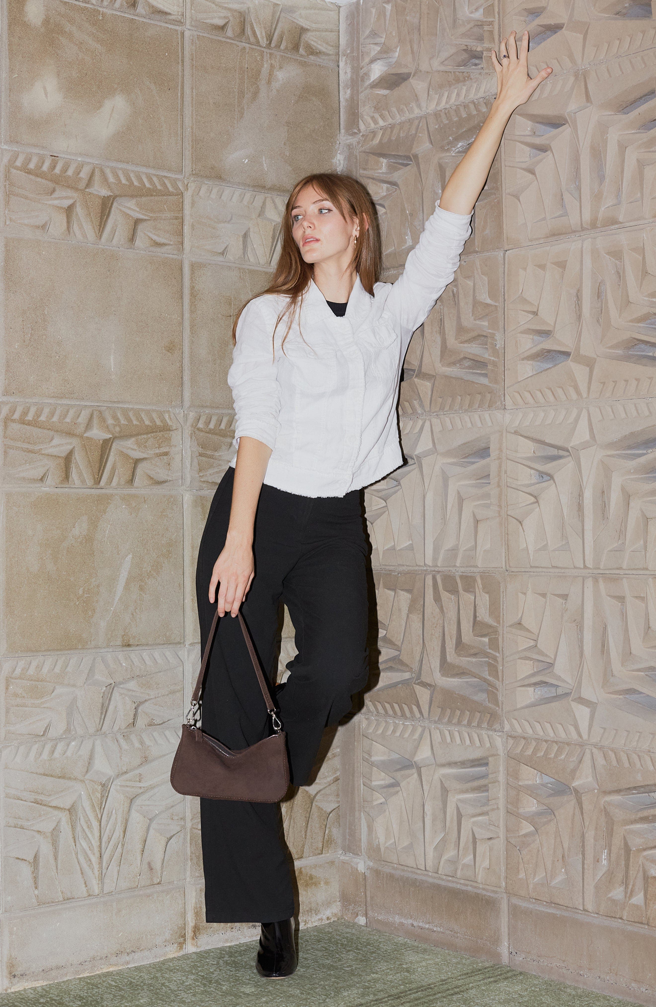 Ezra Arthur Chloe Leather Mini Nubuck Suede Shoulder Bag, Alternate, color, Sand