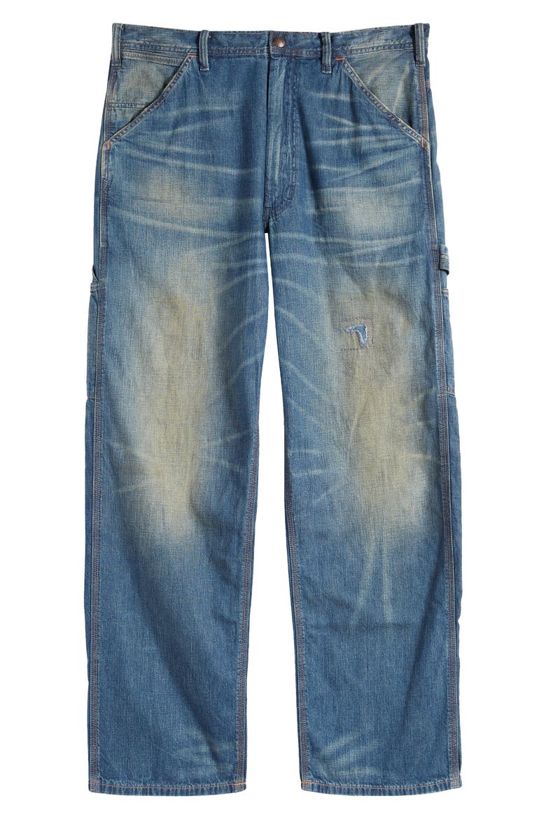 Rigid Denim Dungaree Jeans, Alternate, color, SADDLEBUNCH