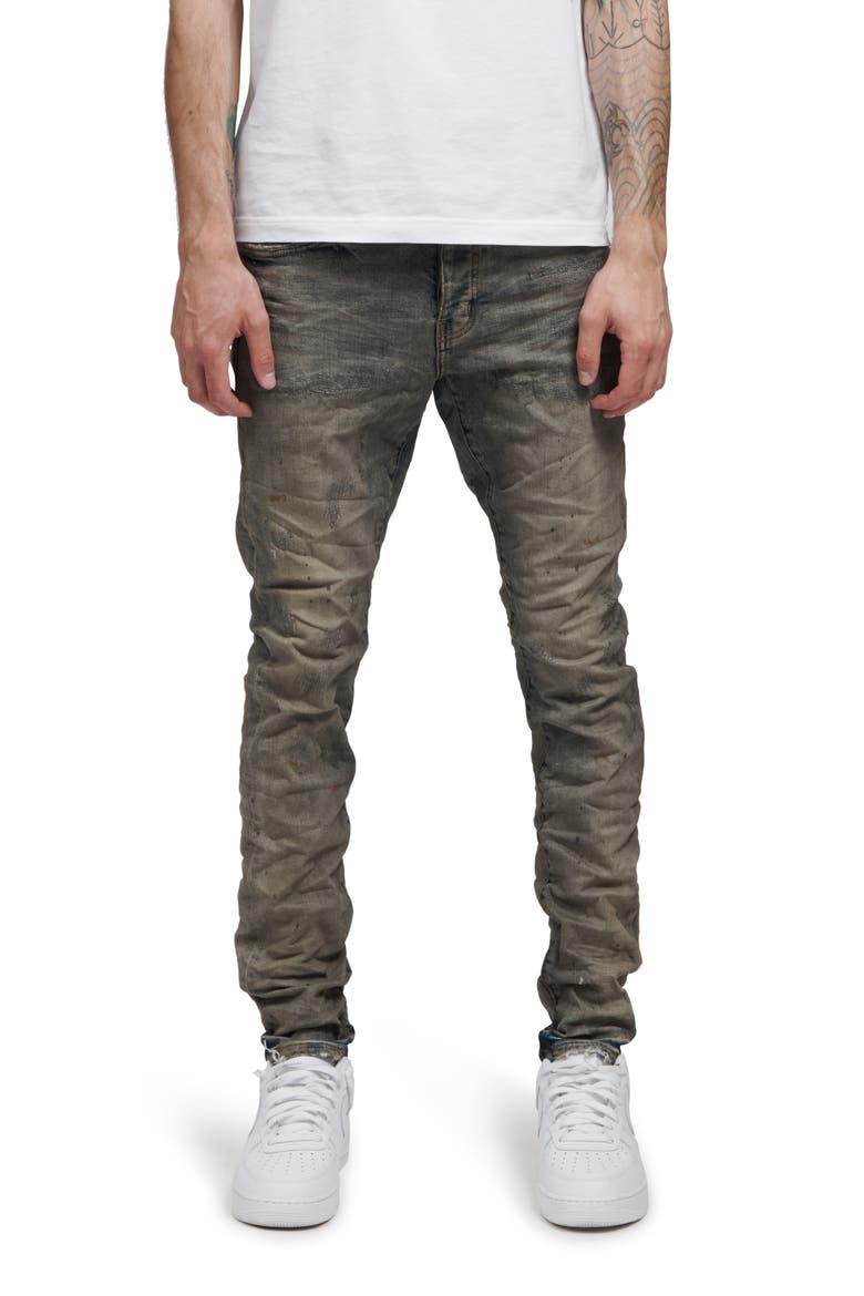 PURPLE Skinny Fit Jeans, Main, color, INDIGO OIL REPAIR