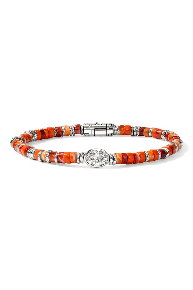 JH Lovestruck Diamond Heishi Bracelet, Main, color, ORANGE OYSTER SHELL