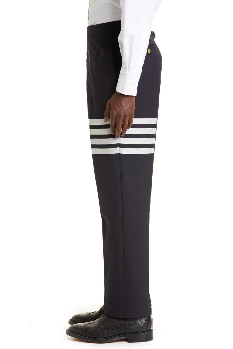 4-Bar Mélange Wool Pants, Alternate, color, NAVY