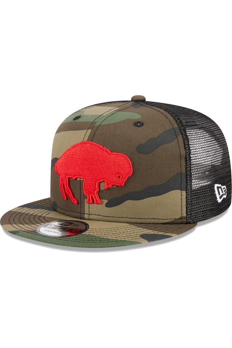 Men's New Era Camo Buffalo Bills Throwback Main Trucker 9FIFTY Snapback Hat, Main, color, Camo