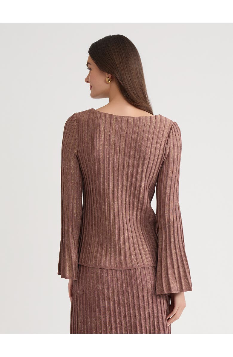 Misook Lurex Bell Sleeve Soft Knit Tunic, Alternate, color, Midnight Umber