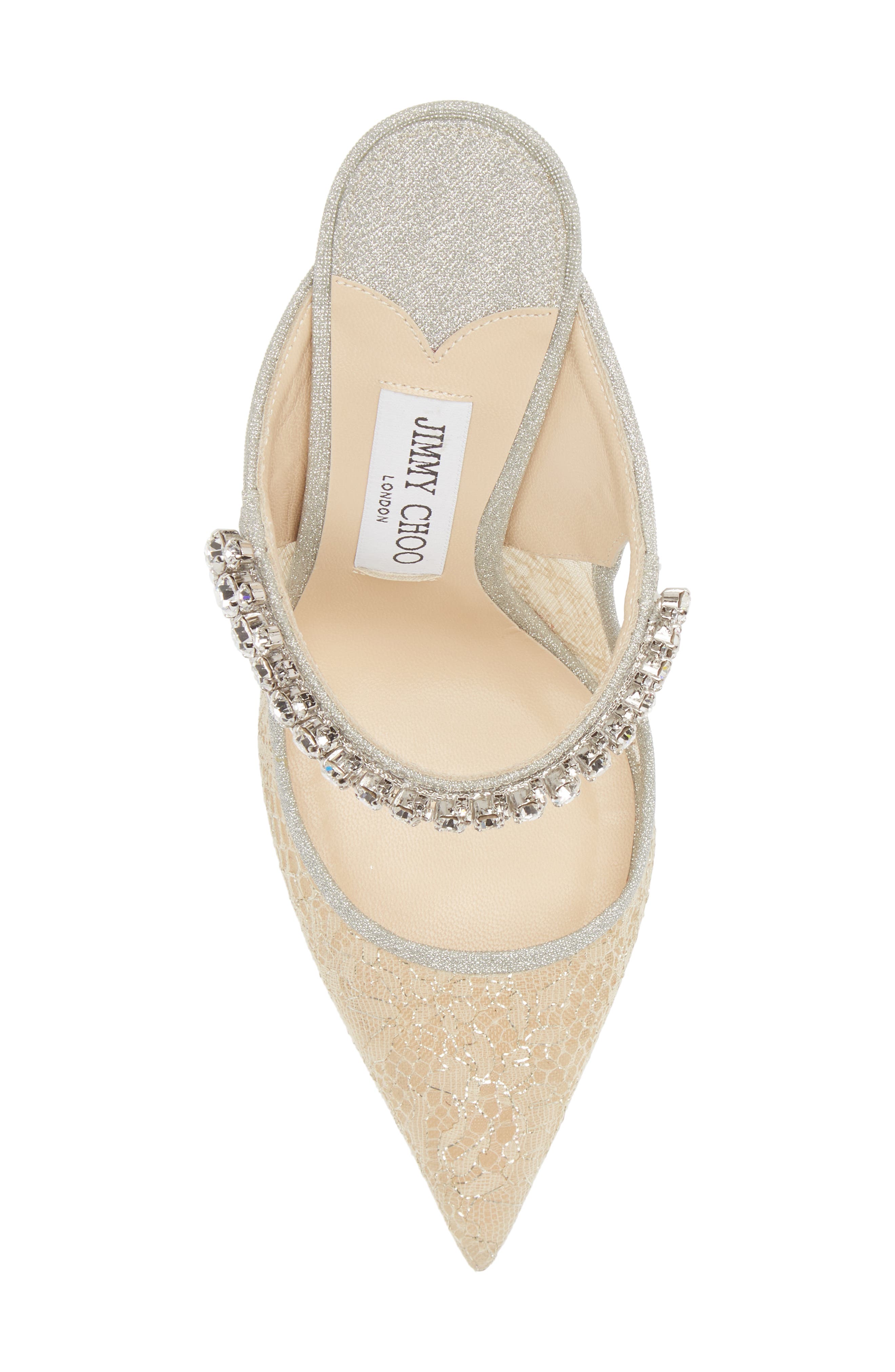 Jimmy Choo Bing Crystal Embellished Metallic Lace Mule, Alternate, color, 