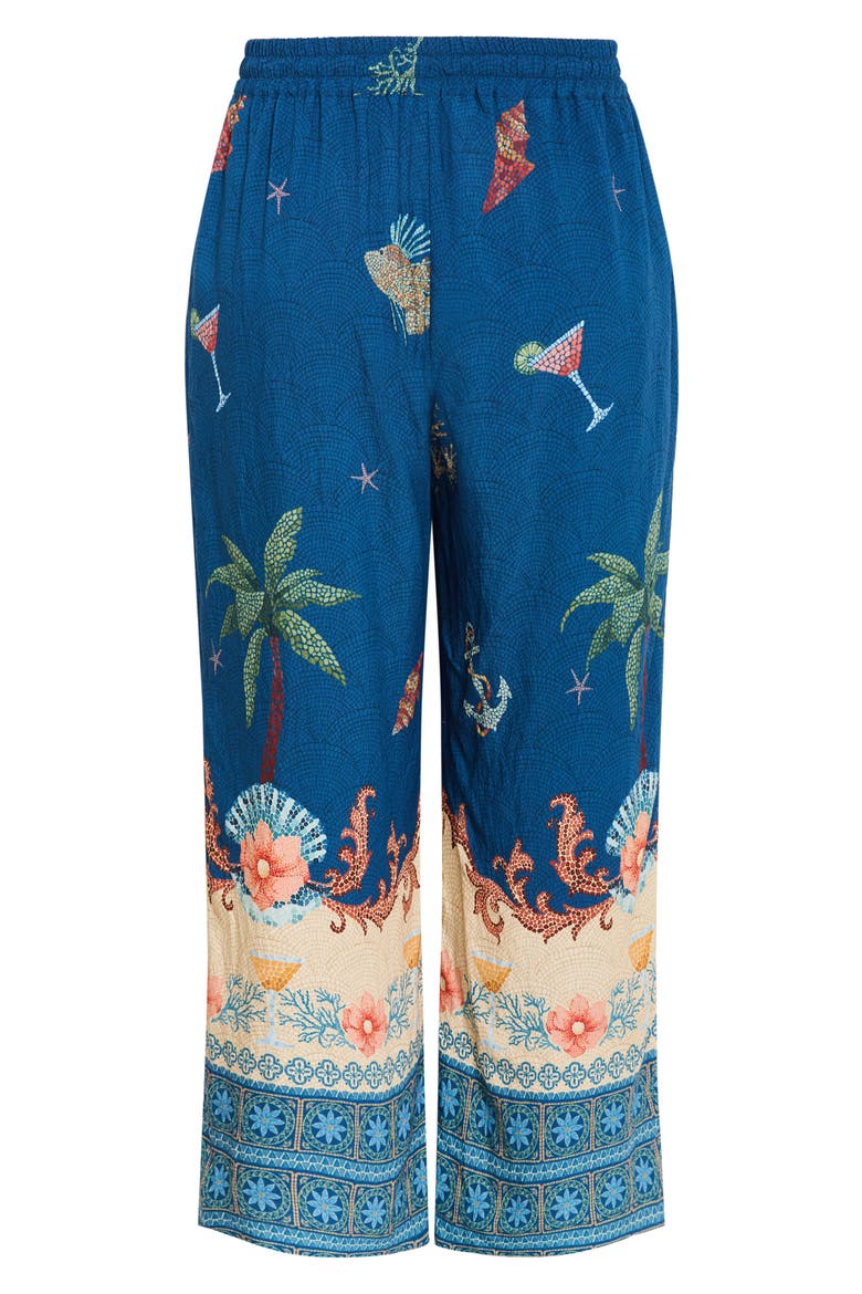 Tia Print Pants, Alternate, color, NAVY SEA