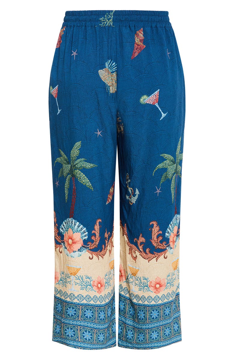 City Chic Tia Print Pants, Alternate, color, Navy Sea