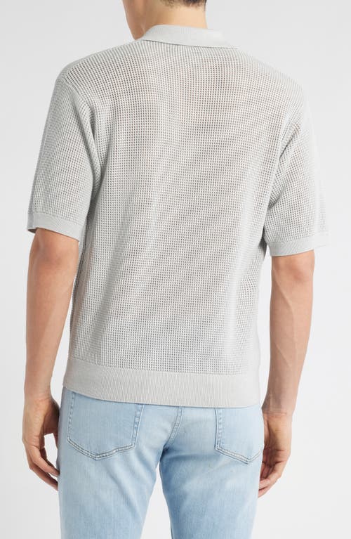 Frame Open Knit Polo Sweater In Grey Blue