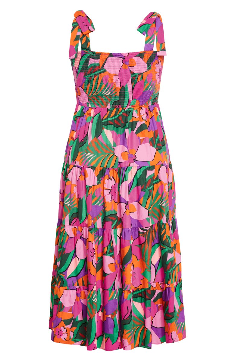 City Chic Sicilia Floral Smocked Tiered Maxi Sundress, Alternate, color,