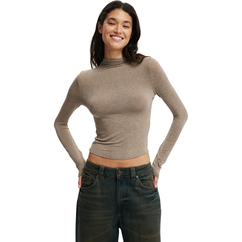 Cotton On Base Layer Mock Neck Long Sleeve In Brown