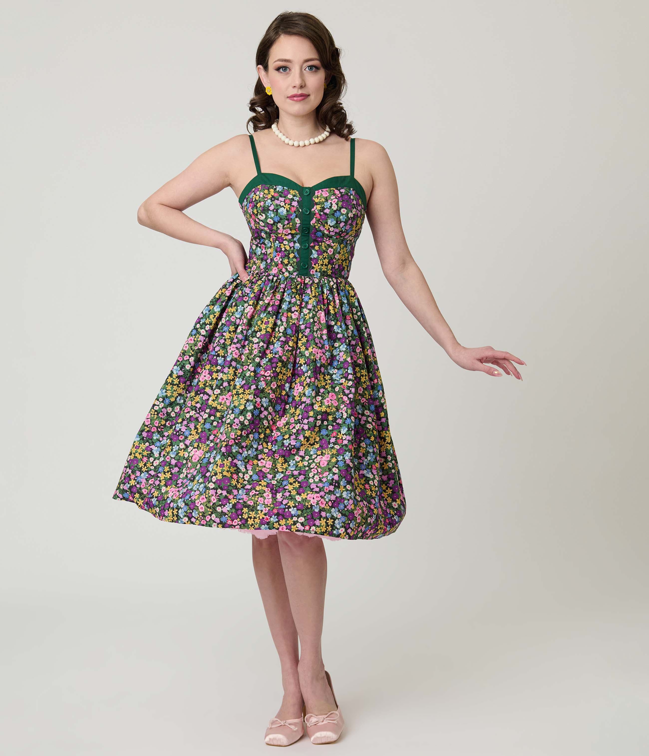 selected Green Ditzy Floral Print