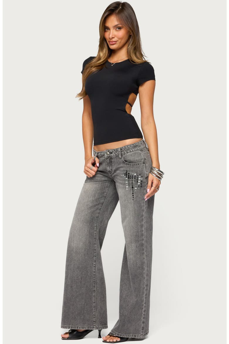 Uliz Sequin Low Rise Bootcut Jeans, Alternate, color, GRAY-WASHED