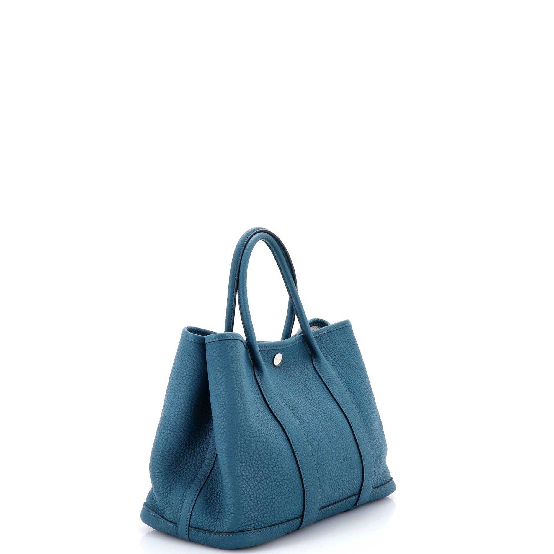 Pre-Owned Hermes Garden Party Tote Leather 30, Alternate, color, Bleu Outremer