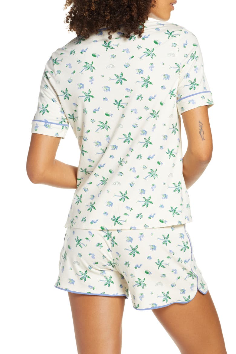 Palm Print Knit Bedtime Short Pajamas, Alternate, color, CLOUD LINING