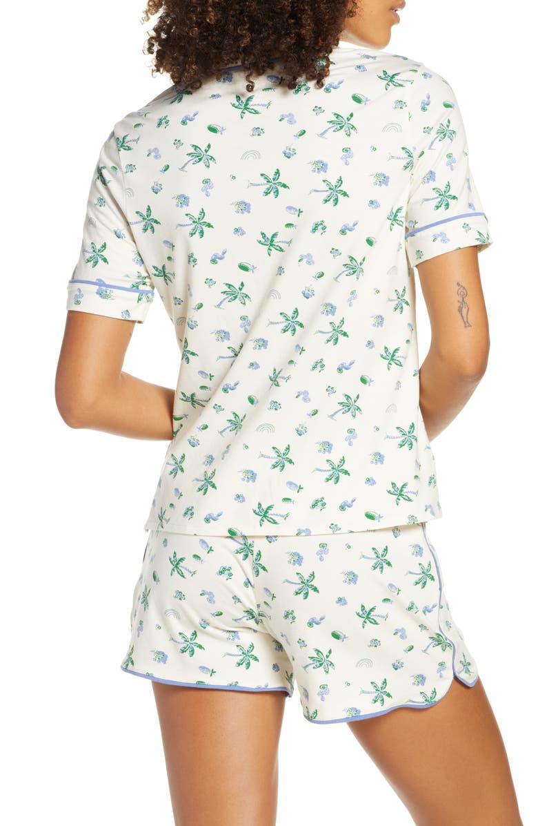 Madewell Palm Print Knit Bedtime Short Pajamas, Alternate, color, 