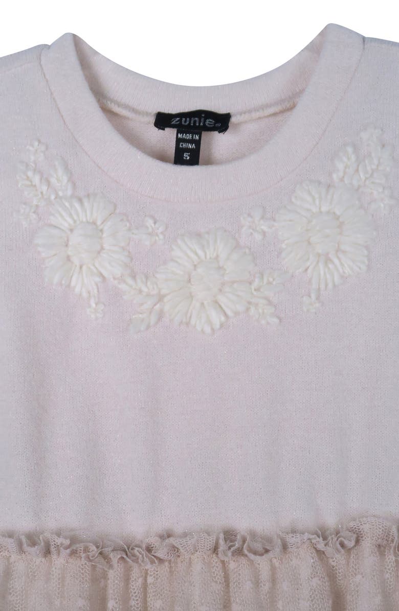 Zunie Kids' Long Sleeve Tulle Twofer Dress, Alternate, color, 