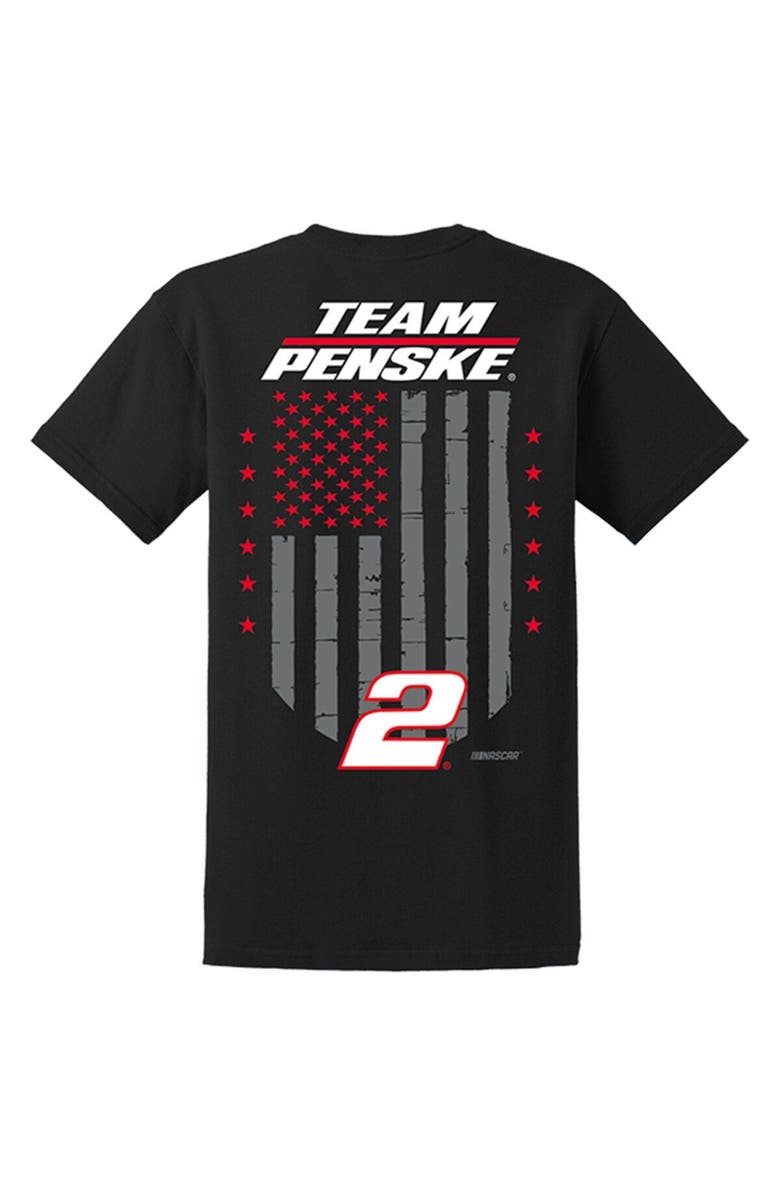 TEAM PENSKE Men's Team Penske Black Austin Cindric 2023 #2 American Flag T-Shirt, Alternate, color, Black