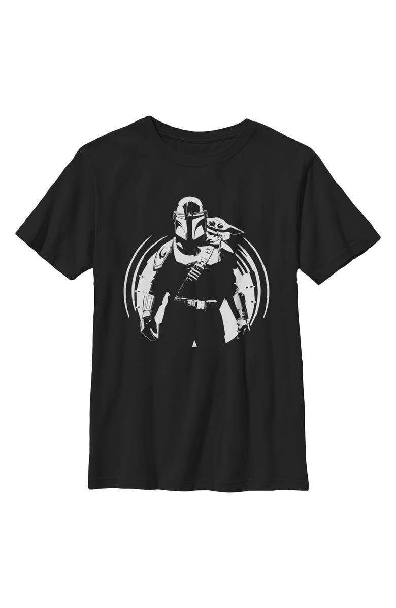 Star Wars: The Mandalorian and Grogu Boy's Star Wars The Mandalorian and Grogu Black and White Sketch  Graphic T-Shirt, Main, color, Black
