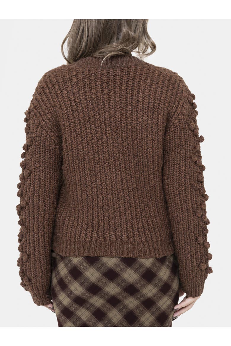 Isla Chunky Embroidered Knit Cardigan, Alternate, color, Brown