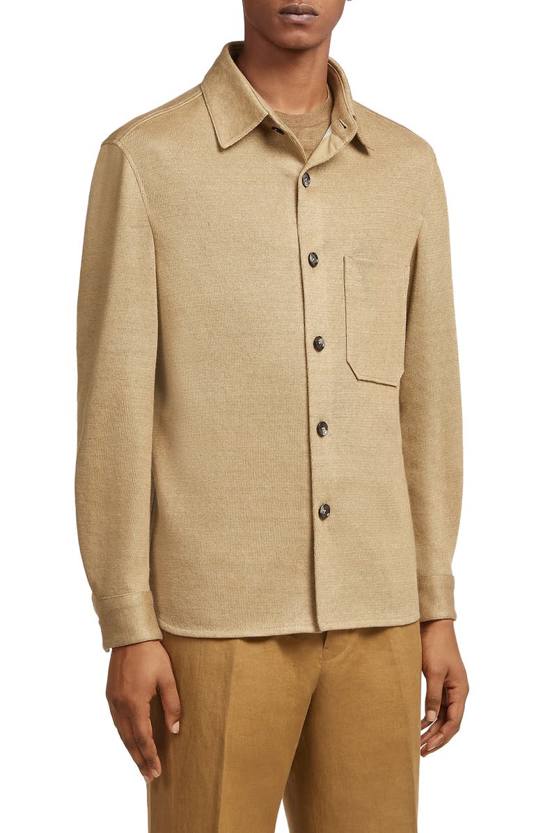 ZEGNA Luxury Linen Overshirt, Main, color, 