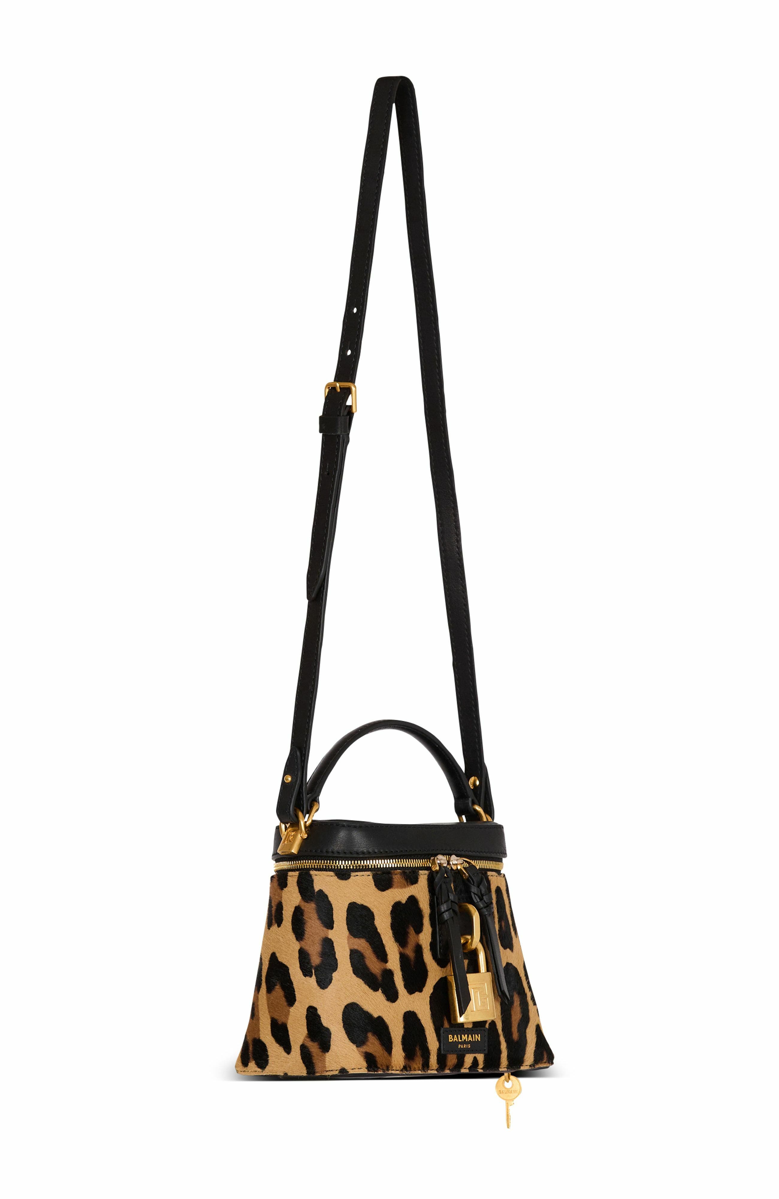 Balmain Pulse Vanity Leopard Print Leather Bag, Alternate, color, 