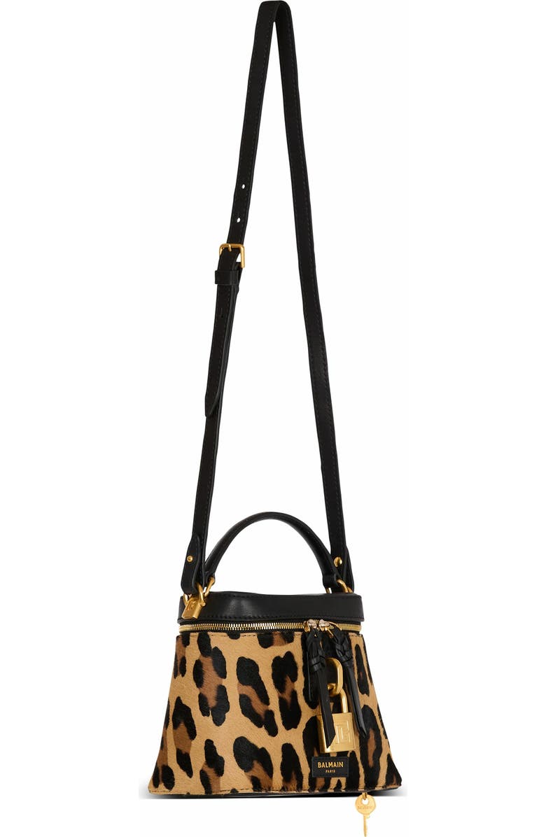 Balmain Pulse Vanity Leopard Print Leather Bag, Alternate, color,