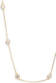 Nordstrom Bezel Cubic Zirconia Station Long Necklace