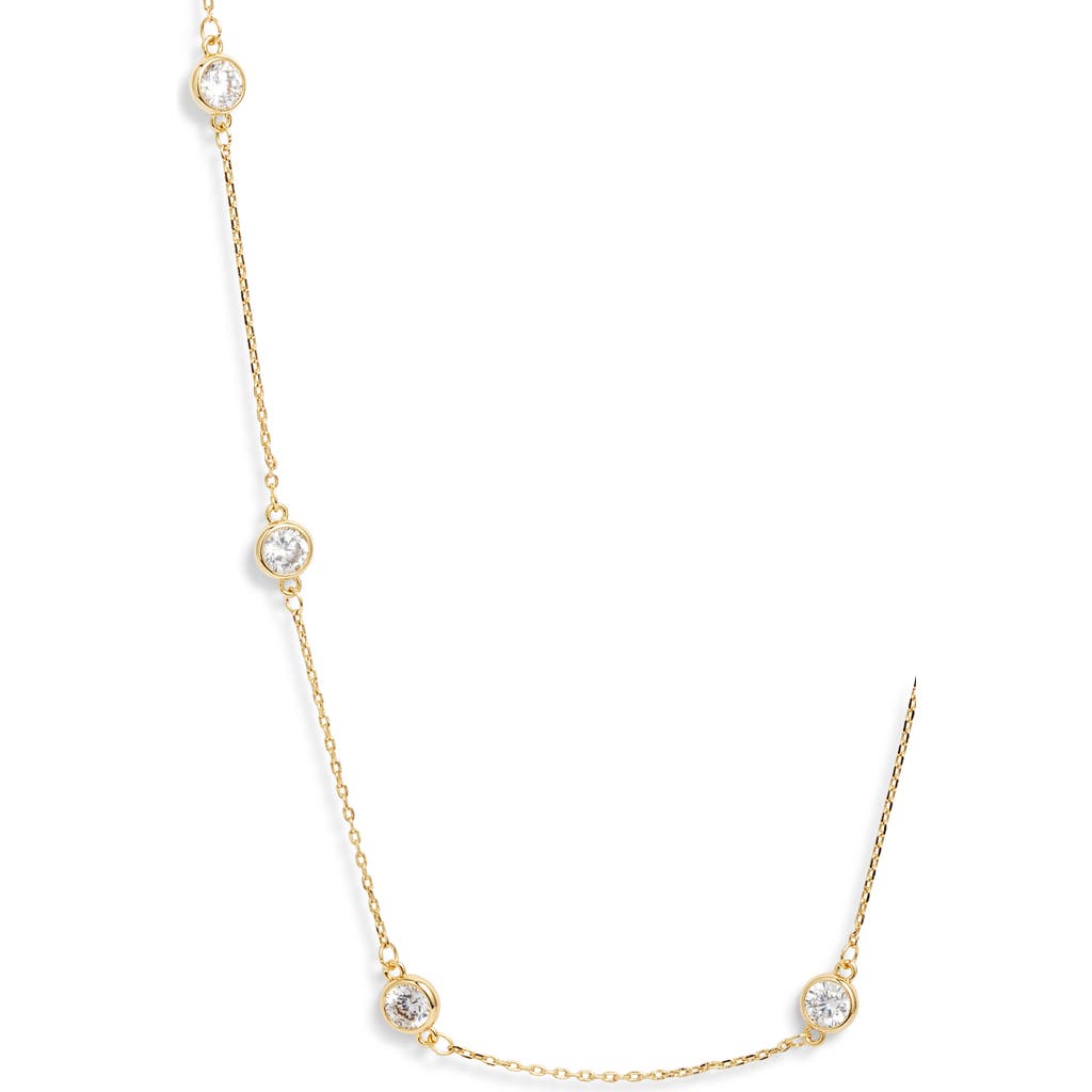 Nordstrom Bezel Cubic Zirconia Station Long Necklace In Gold