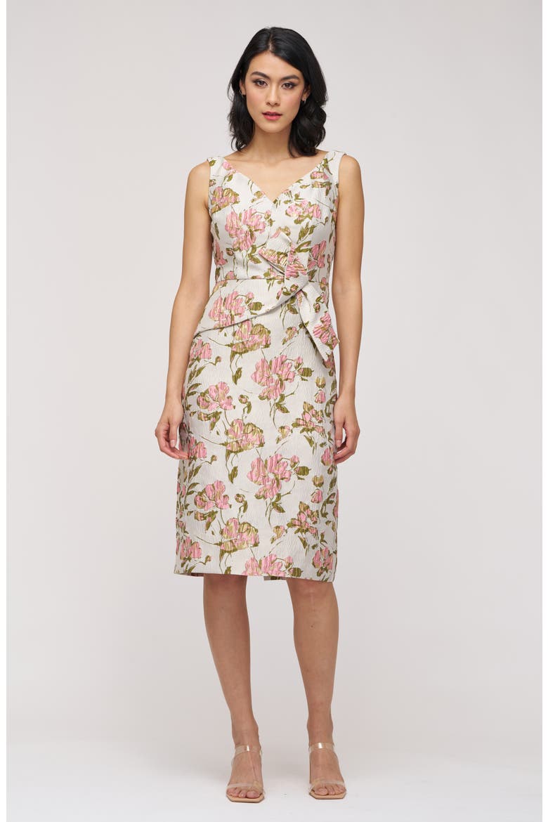 Veda Bow Sheath Cocktail Dress, Alternate, color, PINK/ GREEN