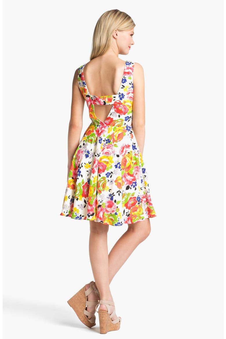 Print Fit & Flare Dress, Alternate, color, PINK