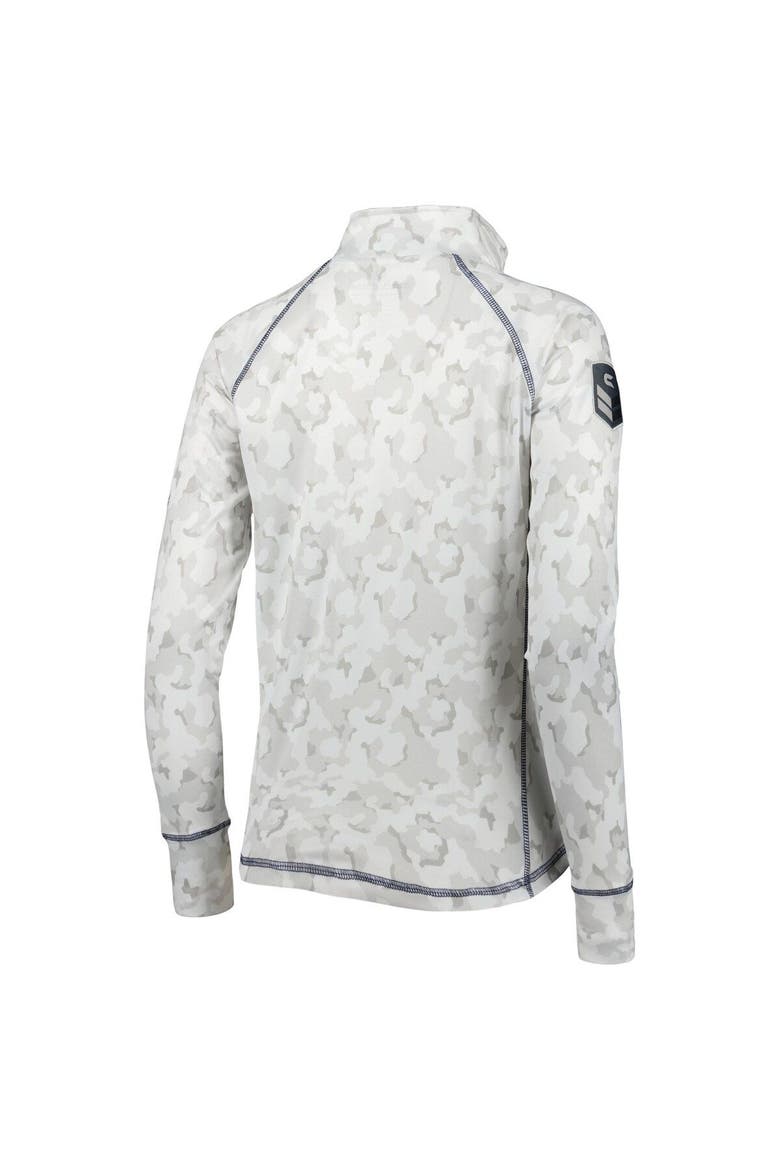 Women's Colosseum White Georgia Tech Yellow Jackets OHT Military Appreciation Officer Arctic Camo Fitted Lightweight 1/4-Zip Jacket, Alternate, color, White