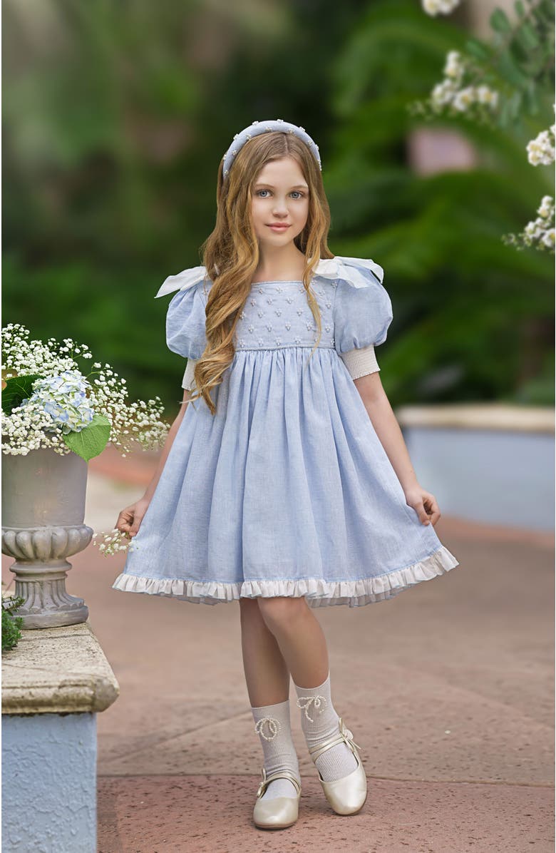 Petite Maison Kids Charlotte Linen Dress, Alternate, color, Baby Blue