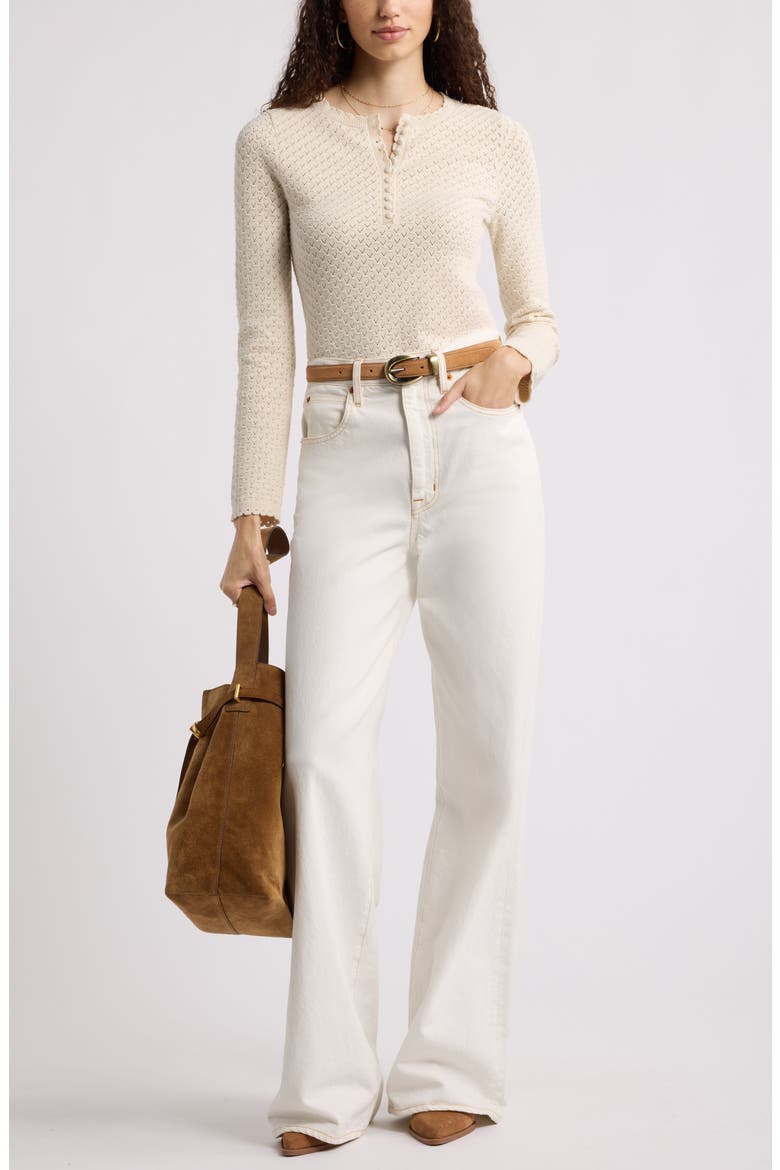 Pointelle Henley Sweater, Alternate, color, IVORY DOVE